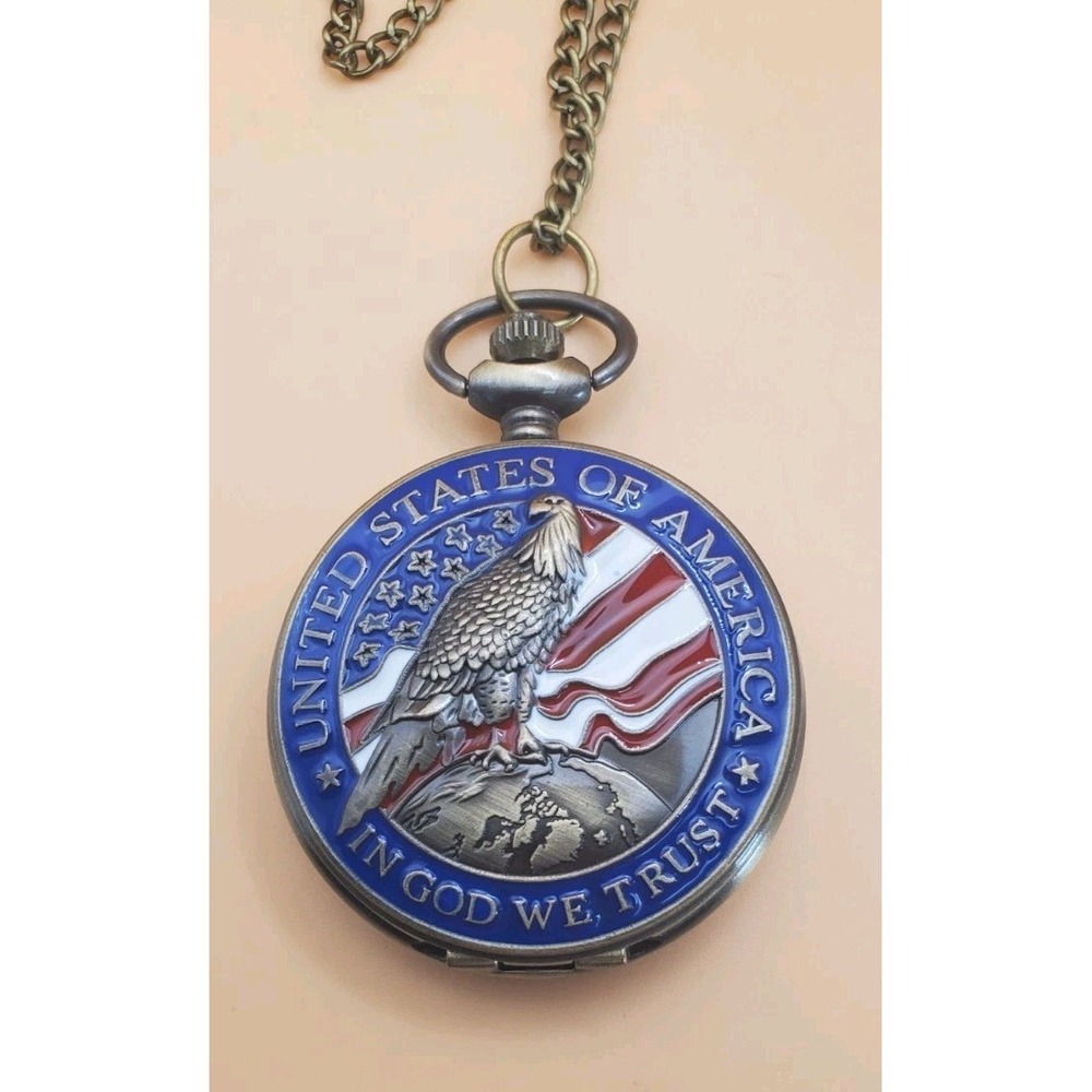 American Eagle Classic Bronze Pocket Watch Classic Quartz Chain